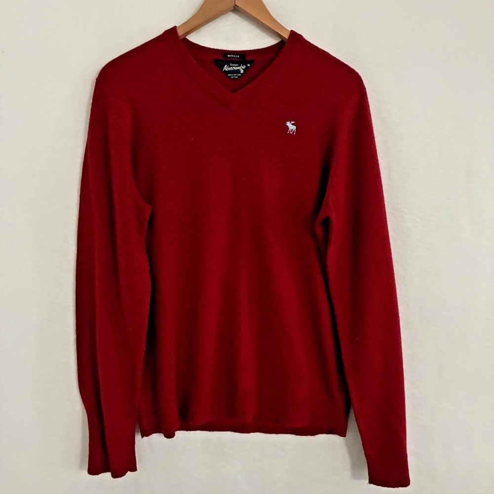 Vtg 90s Abercrombie & Fitch Wool Blend Muscle Sweater‎ Mens XL Preppy Jumper